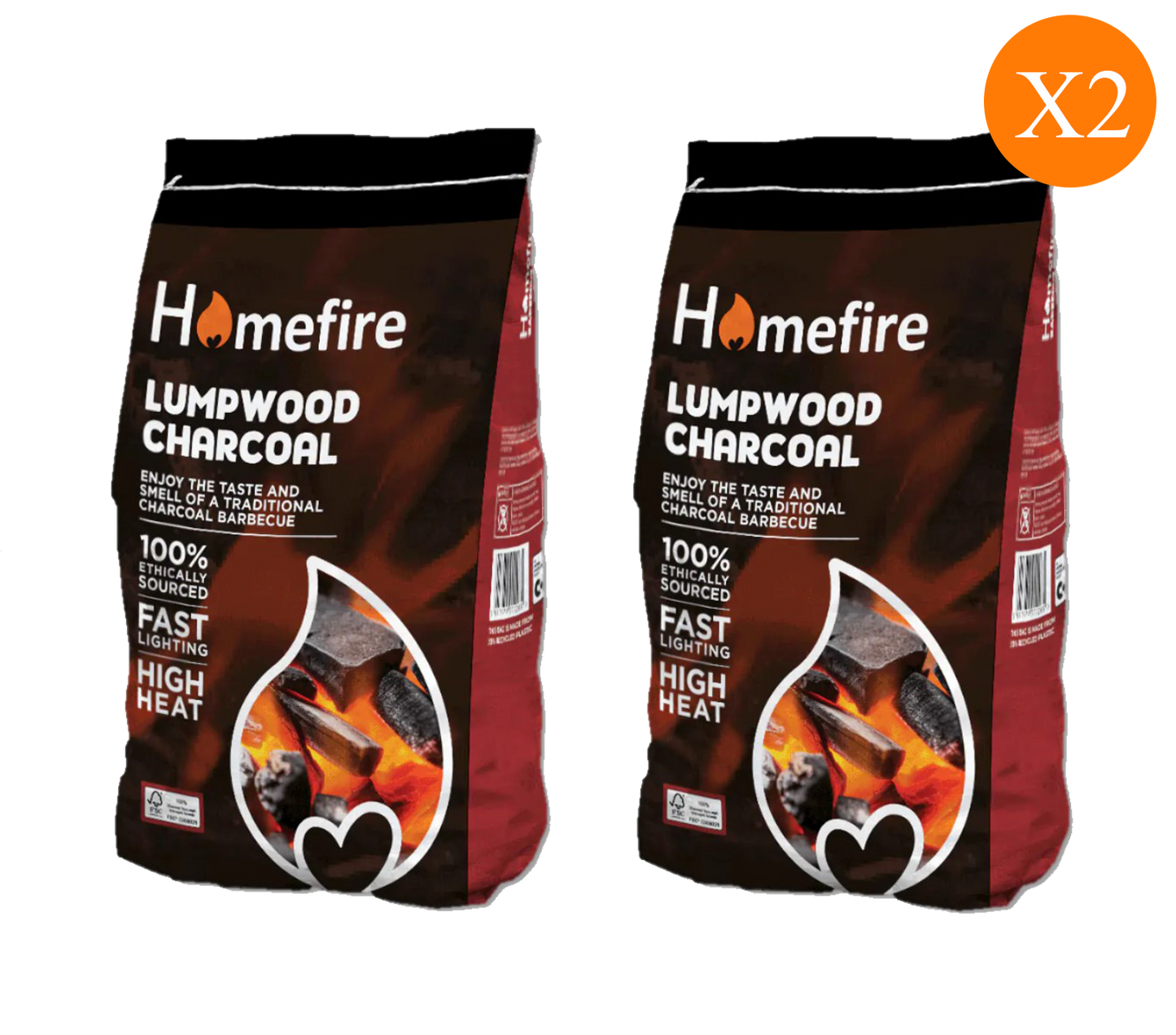 Homefire Lumpwood Charcoal 4kg – Premium BBQ Fuel for High Heat & Clean Burn 2PACK