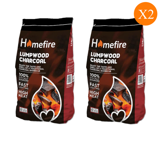 Homefire Lumpwood Charcoal 4kg – Premium BBQ Fuel for High Heat & Clean Burn 2PACK